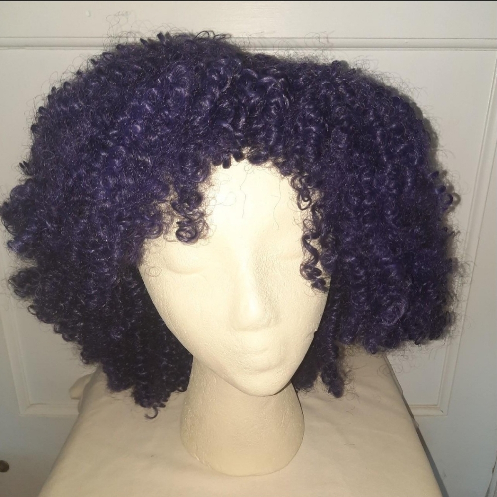 Purple curly wig with accessories